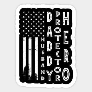 Husband Daddy Protector Hero Us Flag Sticker